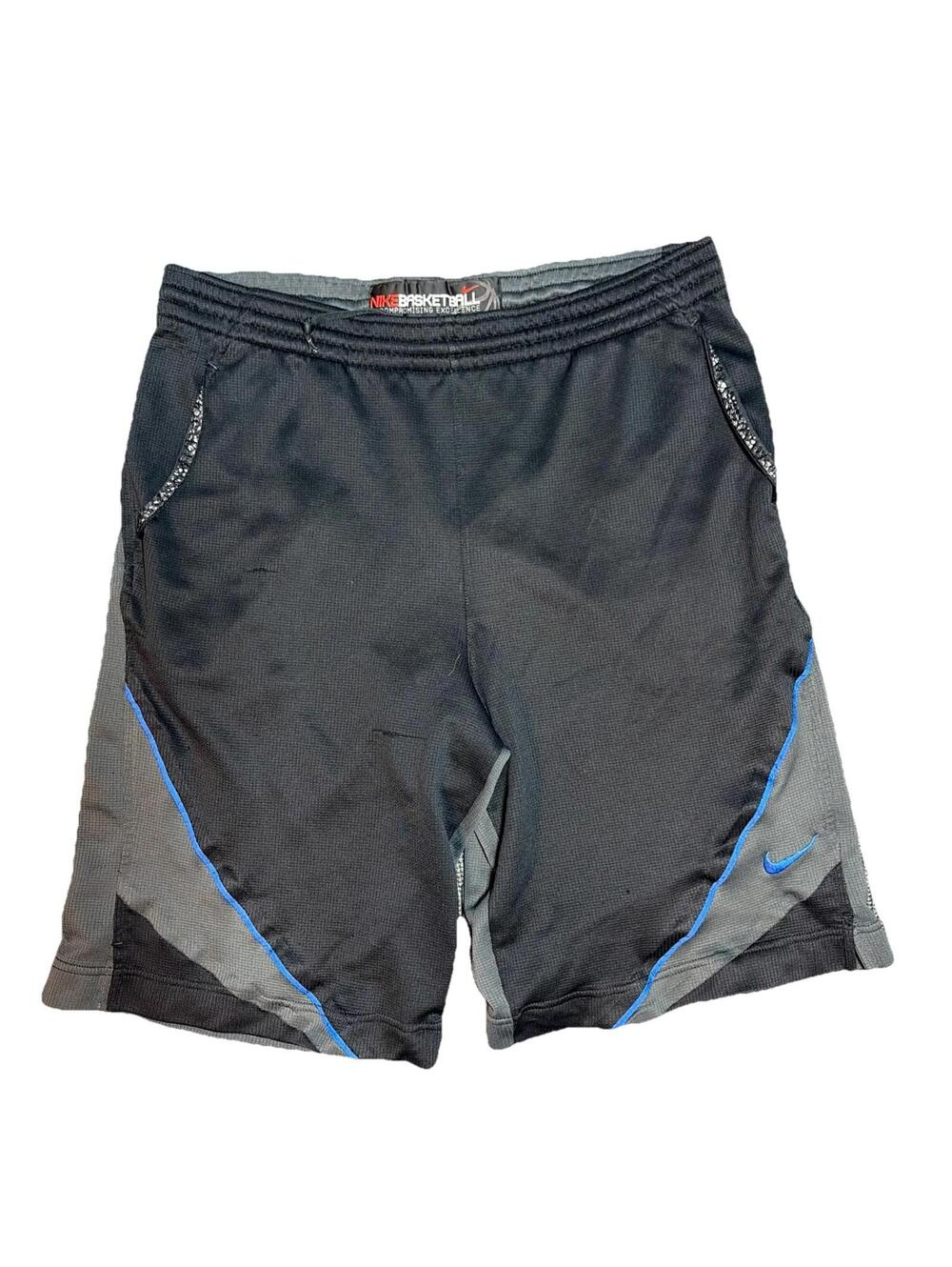 Nike Basketball Shorts Mens M Gray 925819-065 Dri-FIT Mesh Striped Hem Athletic